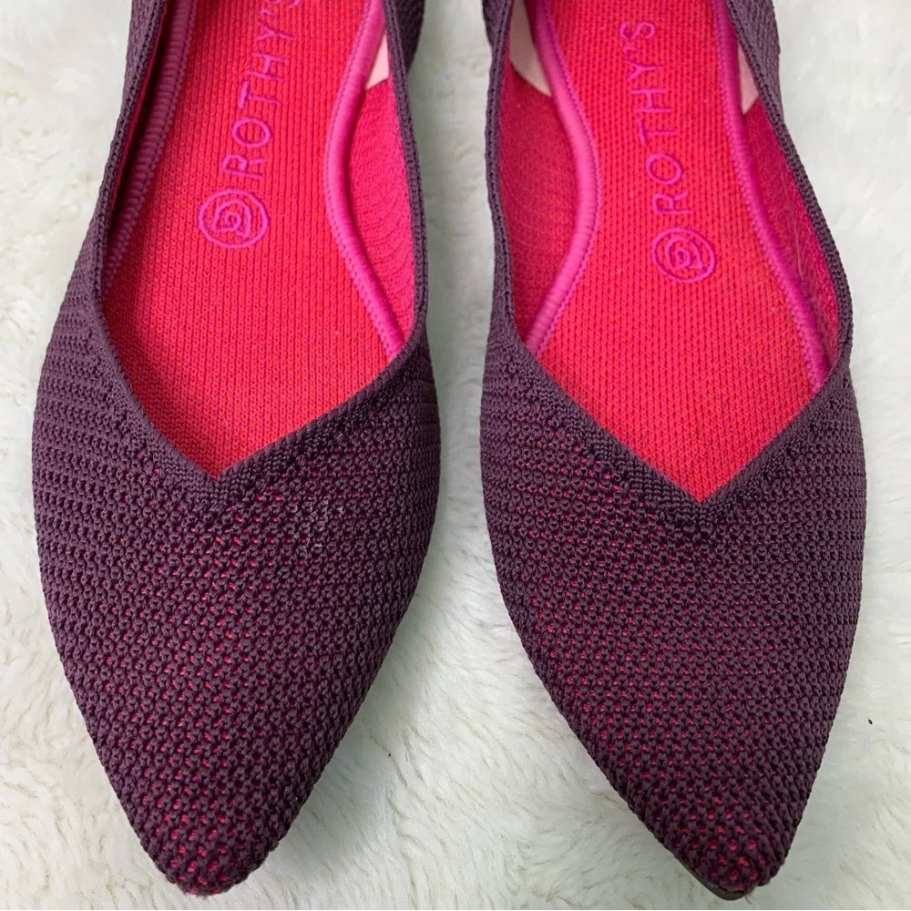 Rothy’s Women's Rare Unicorn Violet Purple The Point Flats Size 8.5 - Picture 3 of 14